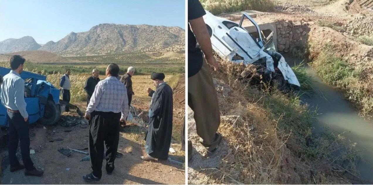 تصادف شدید خودرو حامل امام جمعه گیلانغرب در کرمانشاه + عکس