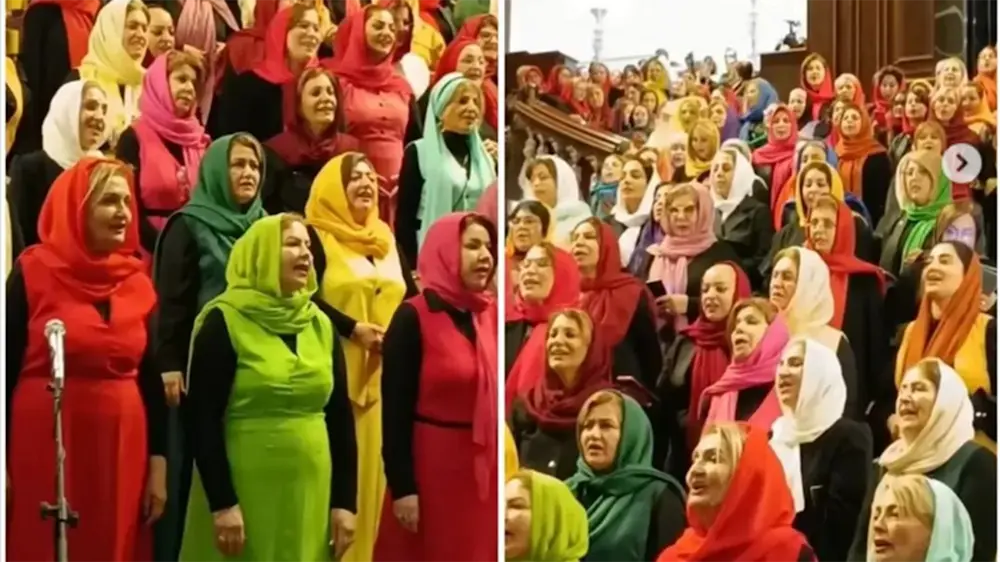 آوازخوانی غیرمنتظره ۲۰۰ زن با پوشش متفاوت + ویدئو

