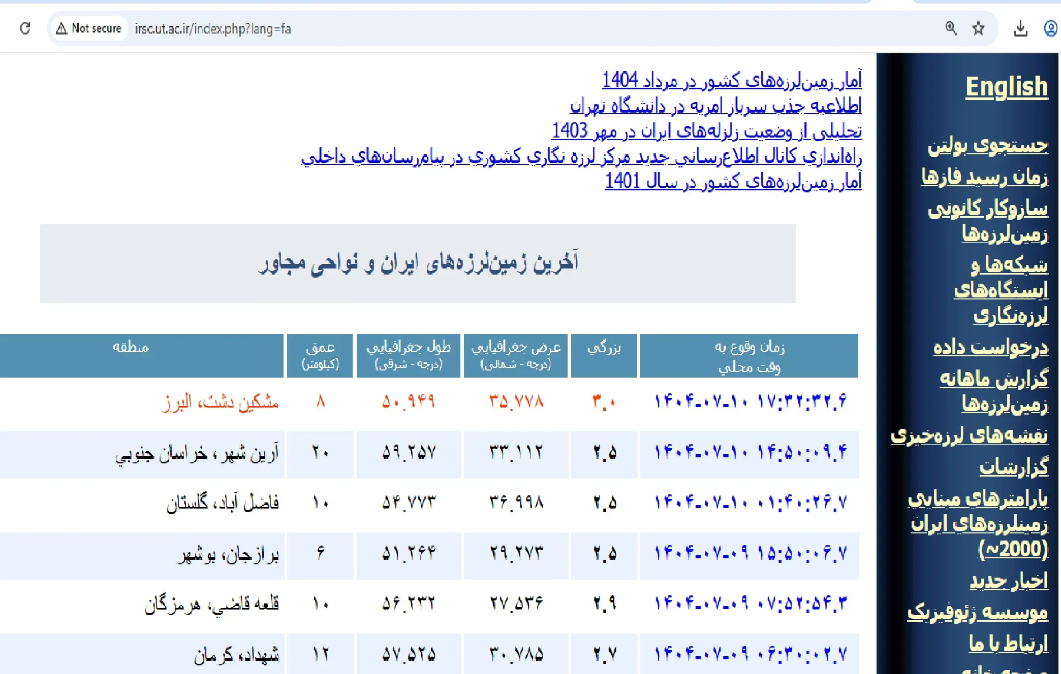 زمین لرزه در کرج