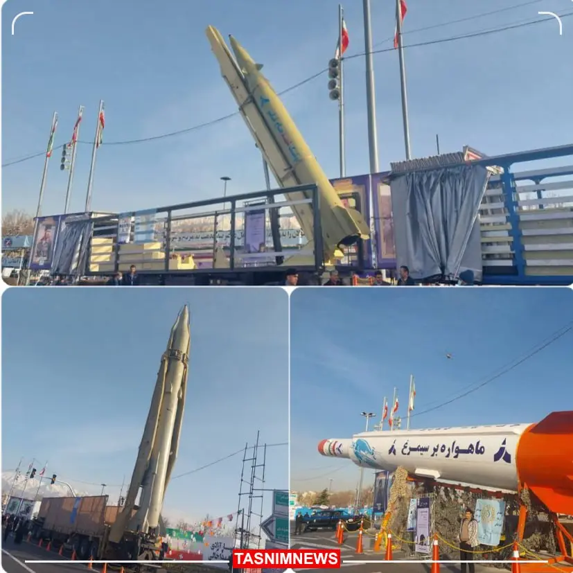 نمایش سه موشک جدید در مسیر راهپیمایی تهران
