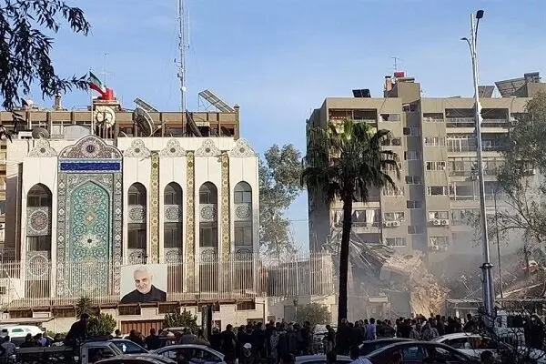  ادامه آوار برداری از محل کنسولگری ایران در دمشق + فیلم

