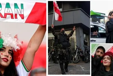 حجاب زنان پس از بازی فوتبال تماشاگران در خیابان 