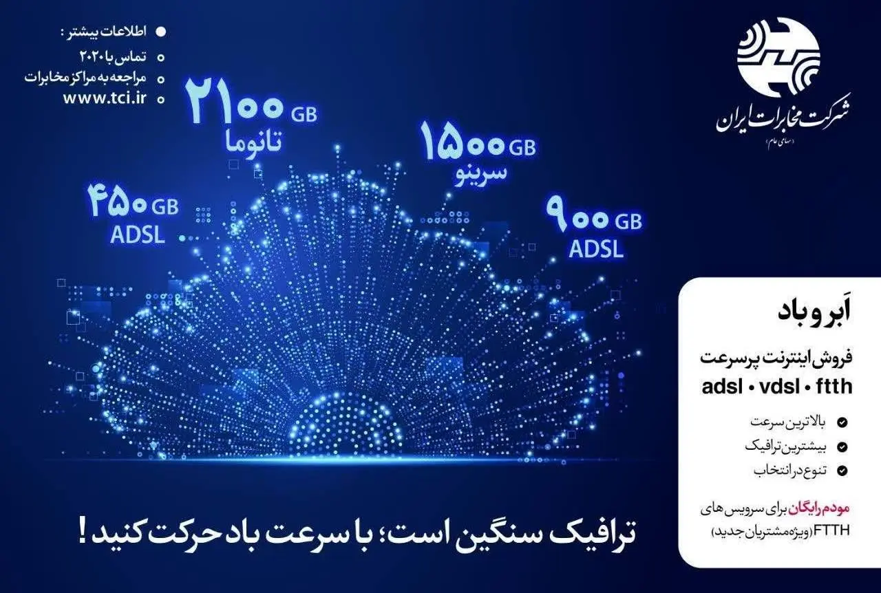 اینترنت پرسرعت «ابر و باد» مخابرات ایران + ثبت‌نام
