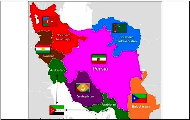 نقشه تخیلی اسرائیل برای ایران/ آرزوی تجزیه ایران به ۵ کشور