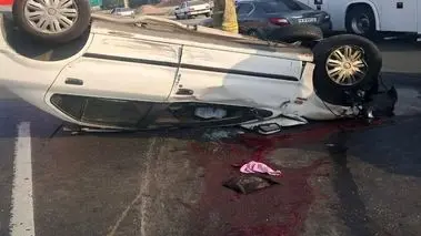 تصادف هولناک سمند با پژو ۴۰۵ در جاده خاوران