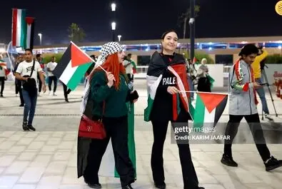 هواداران تیم فوتبال فلسطین در دیدار مقابل ایران