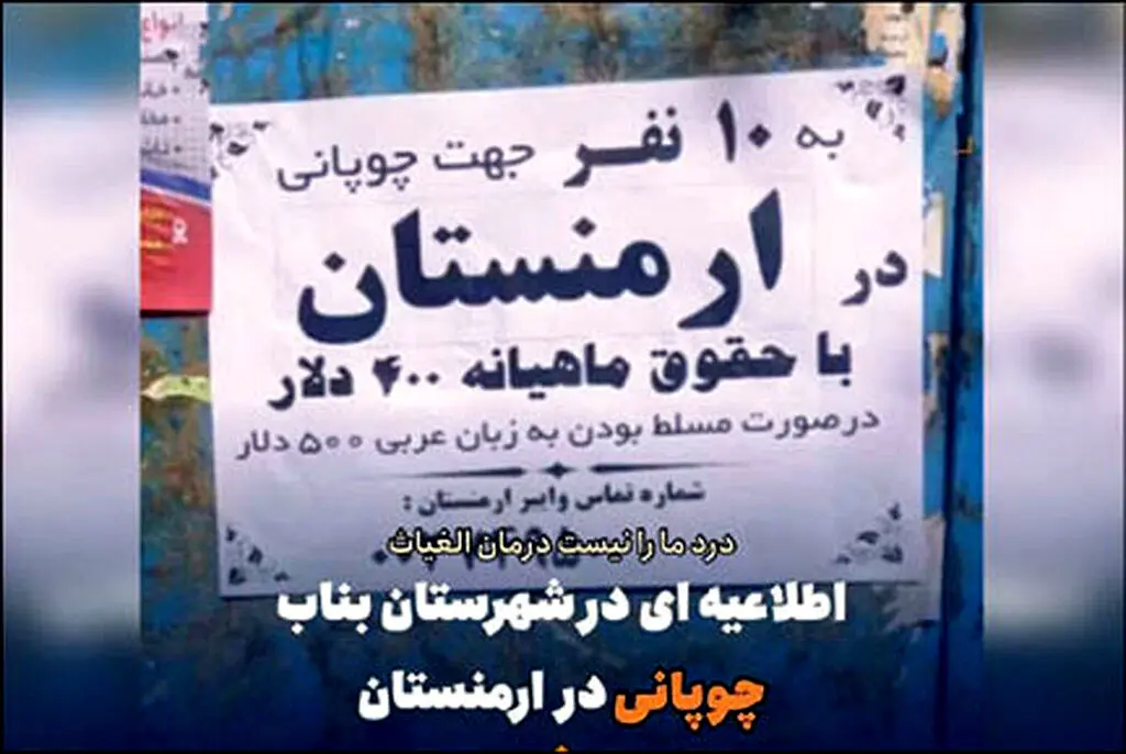  استخدام عجیب چوپانان ایرانی در ارمنستان با حقوق ۴۰۰ و ۵۰۰ دلاری
