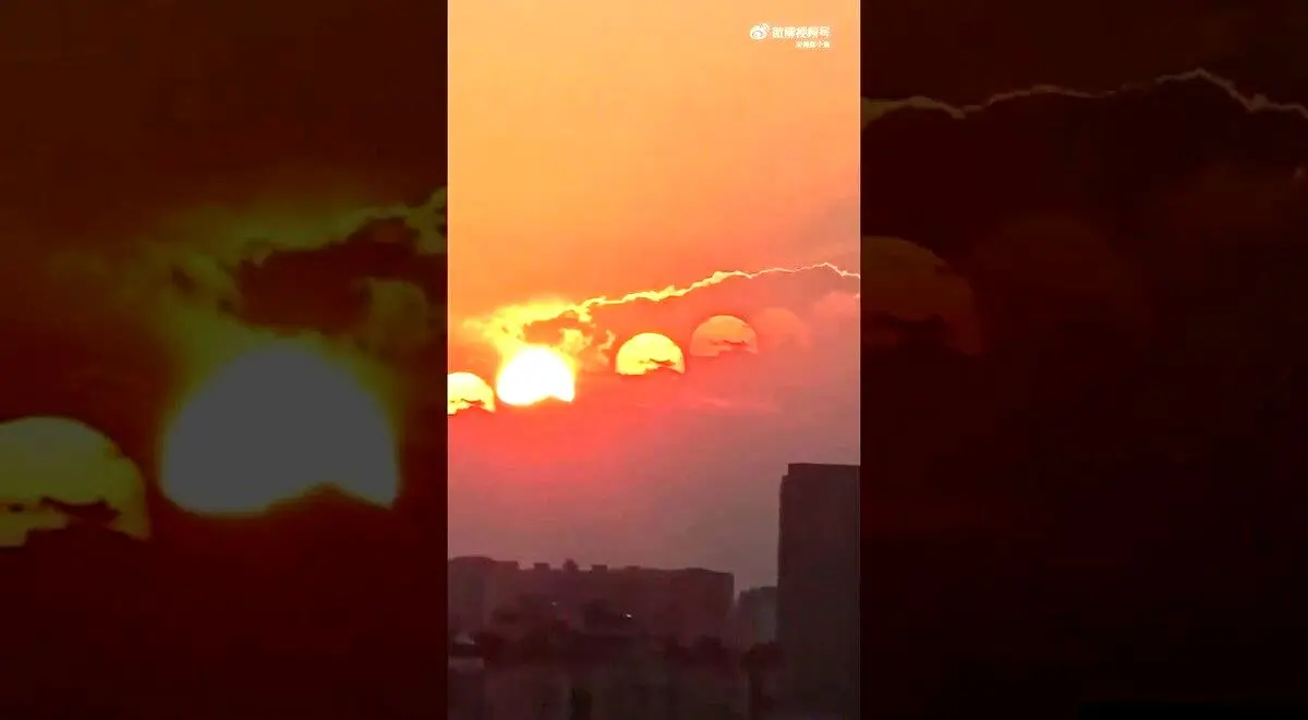 لحظه تماشایی درخشش ۷ خورشید در آسمان تبت! +فیلم