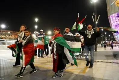 هواداران تیم فوتبال فلسطین در دیدار مقابل ایران