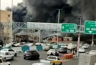 نمایی از آتش‌سوزی هولناک بازار جنت‌آباد از آسمان

