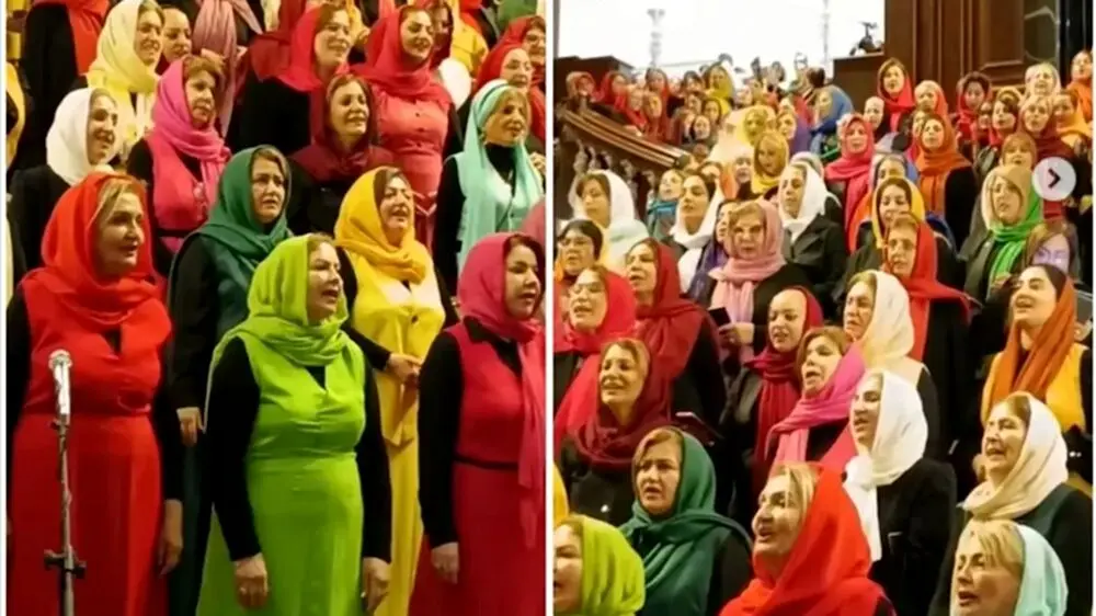 آوازخوانی غیرمنتظره ۲۰۰ زن با پوشش متفاوت + ویدئو

