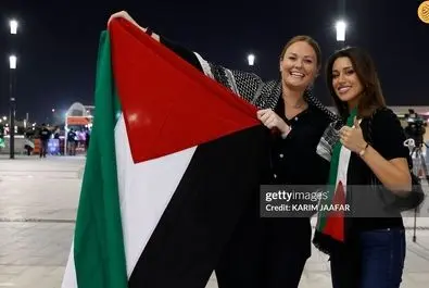 هواداران تیم فوتبال فلسطین در دیدار مقابل ایران