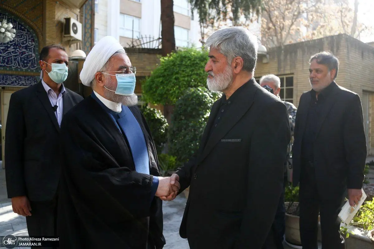 حسن روحانی در مراسم چهلم همسر شهید مطهری + عکس 