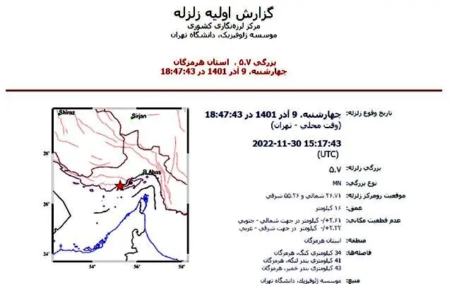 آخرین جزییات از زلزله در هرمزگان؛ چند نفر مصدوم شدند؟