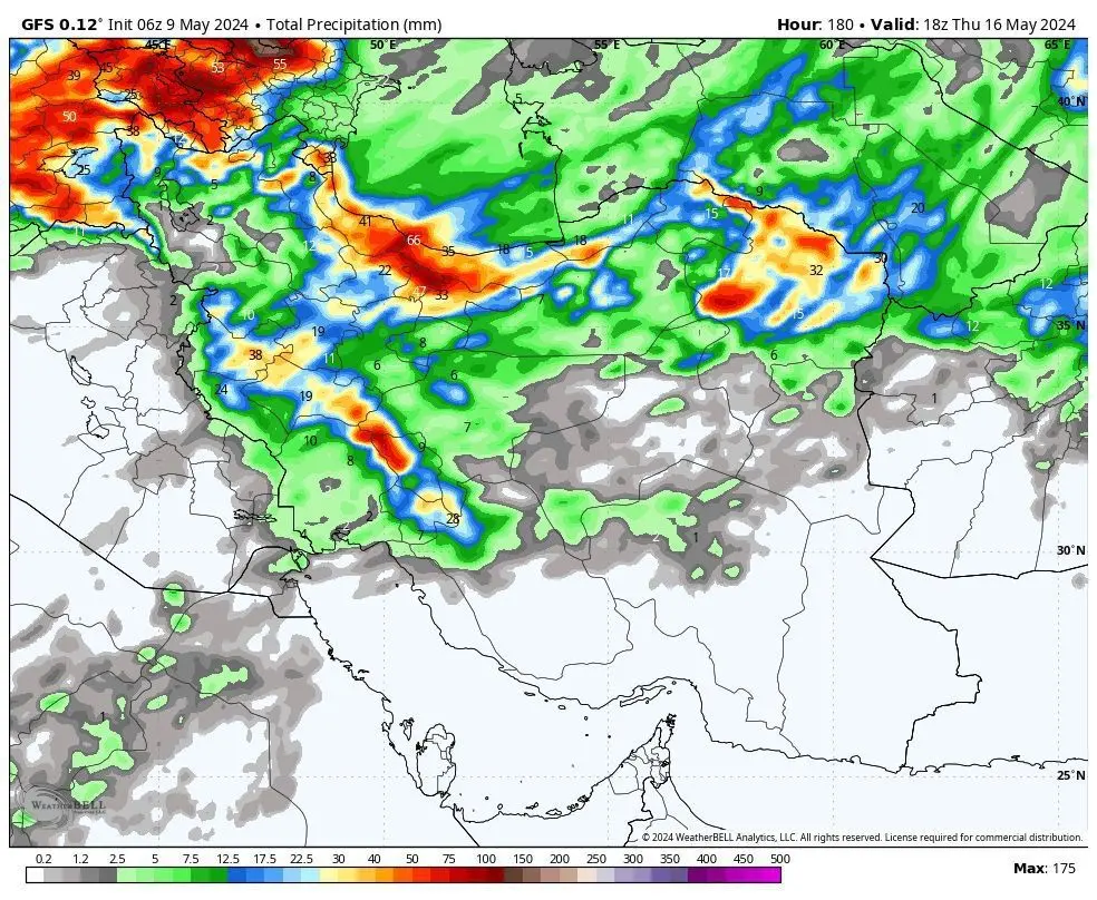 پیش‌بینی متفاوت آمریکا برایآب و هوای  هفته آینده ایران

